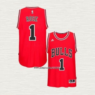 Derrick Rose NO 1 Camiseta Chicago Bulls Hardwood Classics Throwback 2008-09 Rojo