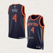 Derrick Rose NO 4 Camiseta New York Knicks Statement 2022-23 Negro