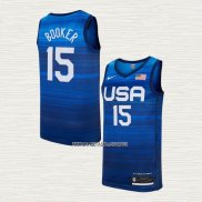 Devin Booker NO 15 Camiseta USA 2021 Azul