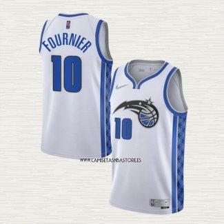 Evan Fournier NO 10 Camiseta Orlando Magic Earned 2020-21 Blanco