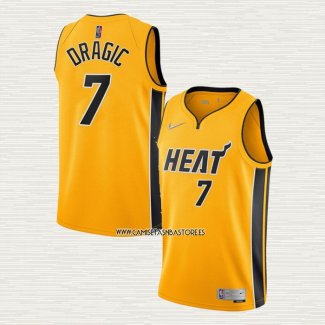 Goran Dragic NO 7 Camiseta Miami Heat Earned 2020-21 Oro