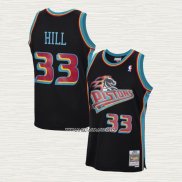 Grant Hill NO 33 Camiseta Detroit Pistons Mitchell & Ness 1998-99 Negro