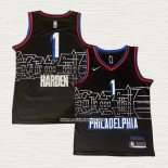 James Harden NO 1 Camiseta Philadelphia 76ers Ciudad 2020-21 Negro