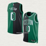 Jayson Tatum NO 0 Camiseta Boston Celtics Split Negro Verde