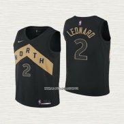 Kawhi Leonard NO 2 Camiseta Nino Toronto Raptors Ciudad 2018 Negro