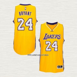 Kobe Bryant NO 24 Camiseta Los Angeles Lakers Amarillo