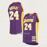 Kobe Bryant NO 24 Camiseta Los Angeles Lakers Mitchell & Ness 60th Anniversary 2007-08 Violeta