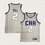 LaMelo Ball NO 2 Camiseta Charlotte Hornets Ciudad Edition Gris