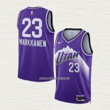 Lauri Markkanen NO 23 Camiseta Utah Jazz Ciudad 2023-24 Violeta