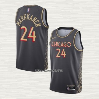 Lauri Markkanen NO 24 Camiseta Chicago Bulls Ciudad 2020-21 Gris