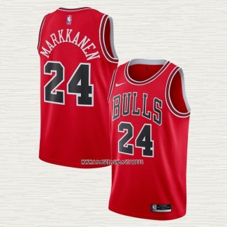 Lauri Markkanen NO 24 Camiseta Chicago Bulls Icon 2020-21 Rojo