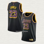 LeBron James NO 23 Camiseta Los Angeles Lakers Earned 2020-21 Negro