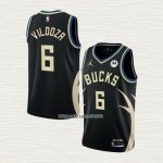Luca Vildoza NO 6 Camiseta Milwaukee Bucks Statement 2022-23 Negro