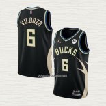 Luca Vildoza NO 6 Camiseta Milwaukee Bucks Statement 2022-23 Negro