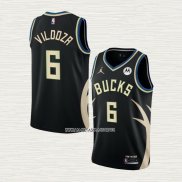 Luca Vildoza NO 6 Camiseta Milwaukee Bucks Statement 2022-23 Negro