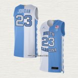 Michael Jordan NO 23 Camiseta NCAA North Carolina Split Tar Heels Azul Blanco