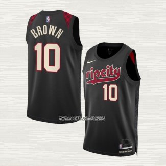 Moses Brown NO 10 Camiseta Portland Trail Blazers Ciudad 2023-24 Negro