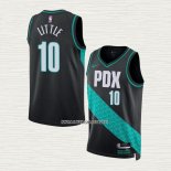 Nassir Little NO 10 Camiseta Portland Trail Blazers Ciudad 2022-23 Negro