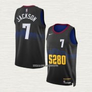 Reggie Jackson NO 7 Camiseta Denver Nuggets Ciudad 2023-24 Negro