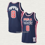 Scottie Pippen NO 8 Camiseta Chicago Bulls USA 1992 Azul