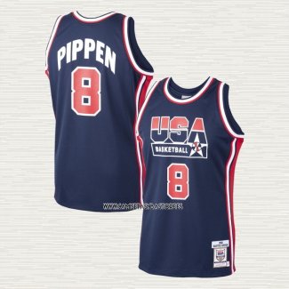 Scottie Pippen NO 8 Camiseta Chicago Bulls USA 1992 Azul