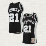 Tim Duncan NO 21 Camiseta San Antonio Spurs Mitchell & Ness 2001-02 Negro