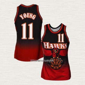 Trae Young NO 11 Camiseta Atlanta Hawks Hardwood Classics Throwback Rojo