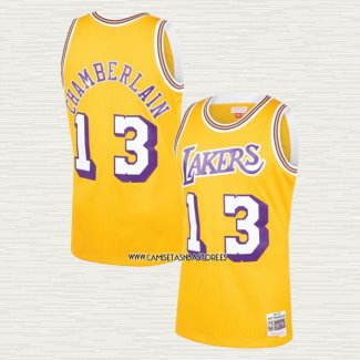 Wilt Chamberlain NO 13 Camiseta Los Angeles Lakers Mitchell & Ness 1971-72 Amarillo