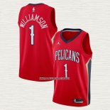 Zion Williamson NO 1 Camiseta New Orleans Pelicans Statement 2020-21 Rojo