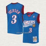 Allen Iverson NO 3 Camiseta Nino Philadelphia 76ers Mitchell & Ness 1999-00 Azul