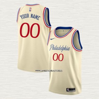 Camiseta Philadelphia 76ers Personalizada Ciudad 2019-20 Crema