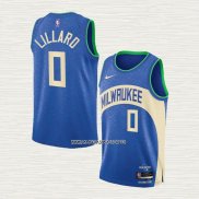Damian Lillard NO 0 Camiseta Milwaukee Bucks Ciudad 2023-24 Azul