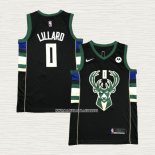 Damian Lillard NO 0 Camiseta Milwaukee Bucks Statement 2018-19 Negro