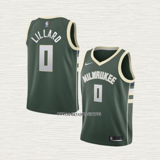 Damian Lillard NO 0 Camiseta Nino Milwaukee Bucks Icon Verde