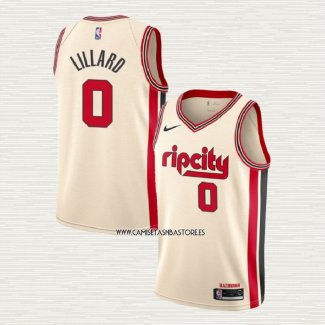 Damian Lillard NO 0 Camiseta Portland Trail Blazers Ciudad 2019-20 Crema