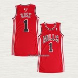 Derrick Rose NO 1 Camiseta Mujer Chicago Bulls Icon Rojo