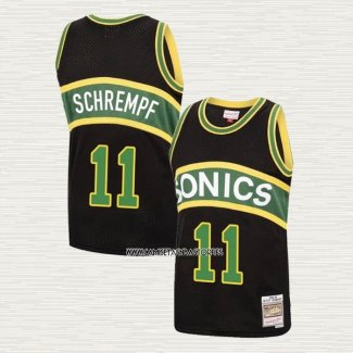 Detlef Schrempf NO 11 Camiseta Seattle SuperSonics Mitchell & Ness 1994-95 Negro