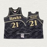 Dominique Wilkins NO 21 Camiseta Atlanta Hawks Hardwood Classic 1986-87 Negro