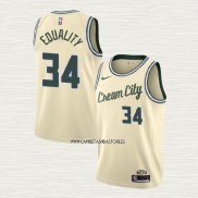 Giannis Antetokounmpo NO 34 Camiseta Milwaukee Bucks Ciudad Crema