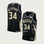 Giannis Antetokounmpo NO 34 Camiseta Milwaukee Bucks Statement 2022-23 Negro
