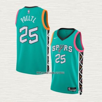 Jakob Poeltl NO 25 Camiseta San Antonio Spurs Ciudad 2022-23 Verde