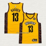 James Harden NO 13 Camiseta Brooklyn Nets Ciudad 2020-21 Amarillo