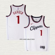 James Harden NO 1 Camiseta Los Angeles Clippers Association 2024-25 Blanco