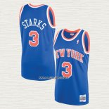 John Starks NO 3 Camiseta New York Knicks Mitchell & Ness 1991-92 Azul