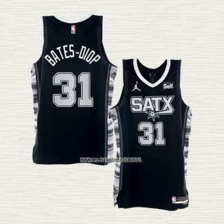 Keita Bates-Diop NO 31 Camiseta San Antonio Spurs Statement 2022-23 Negro