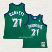 Kevin Garnett NO 21 Camiseta Nino Minnesota Timberwolves Hardwood Classics Throwback 1997-98 Verde