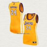 Kobe Bryant NO 24 Camiseta Mujer Los Angeles Lakers Amarillo
