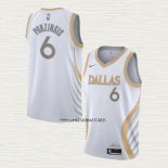 Kristaps Porzingis NO 6 Camiseta Dallas Mavericks Ciudad 2020-21 Blanco
