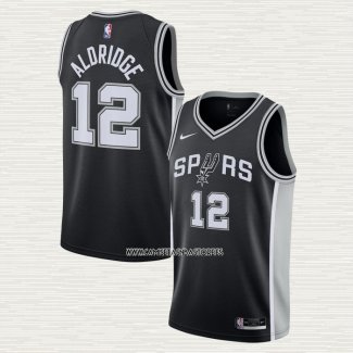 LaMarcus Aldridge NO 12 Camiseta San Antonio Spurs Icon 2020-21 Negro