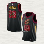 LeBron James NO 23 Camiseta Cleveland Cavaliers Statement 2020-21 Negro